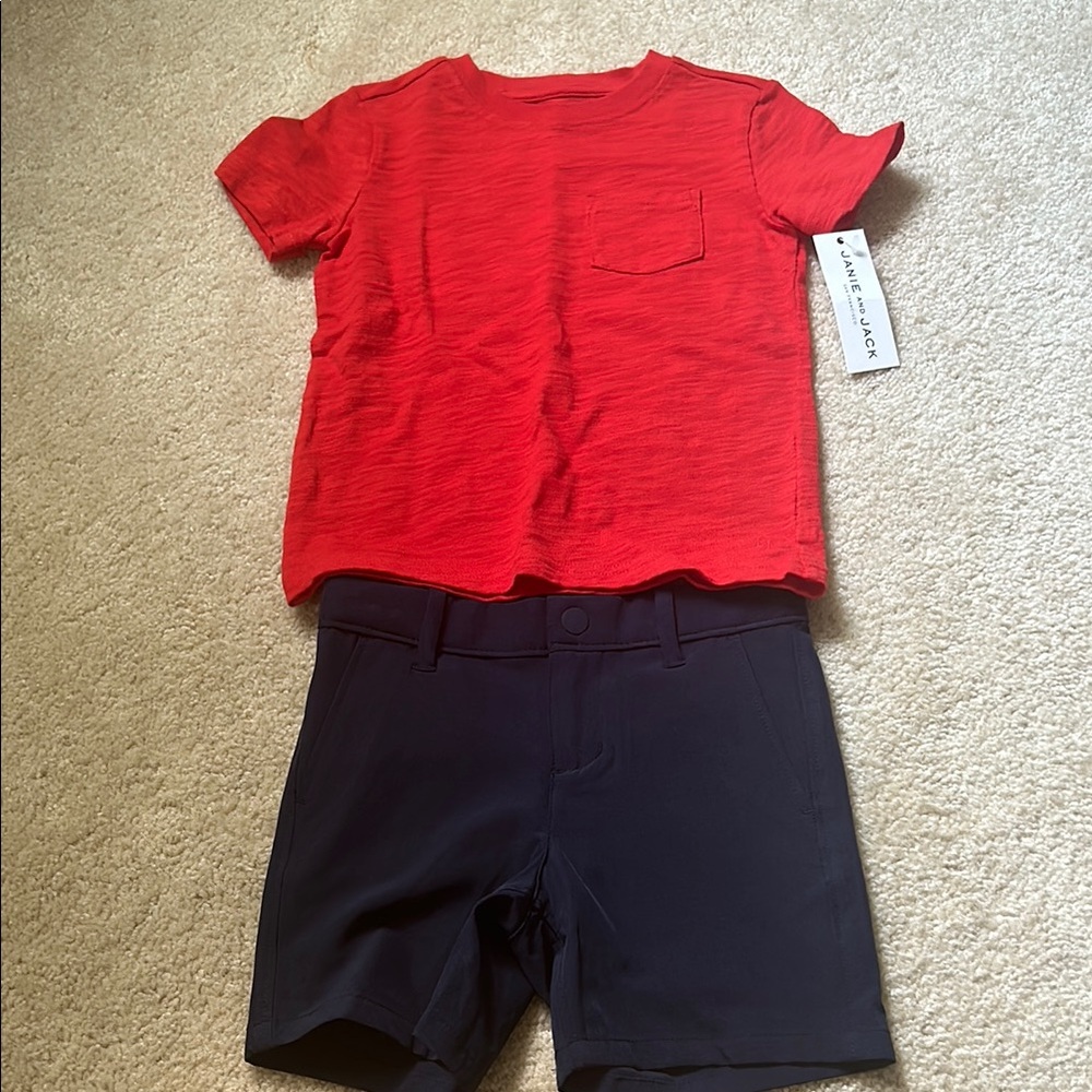 Janie and Jack Red and Navy Kids Matching Set